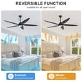 thumbnail image 3 of LEDET 64 in. 5-Solid Wood Blades Indoor Ceiling Fan with Light Kit and Remote, Black Finish, 3 of 8