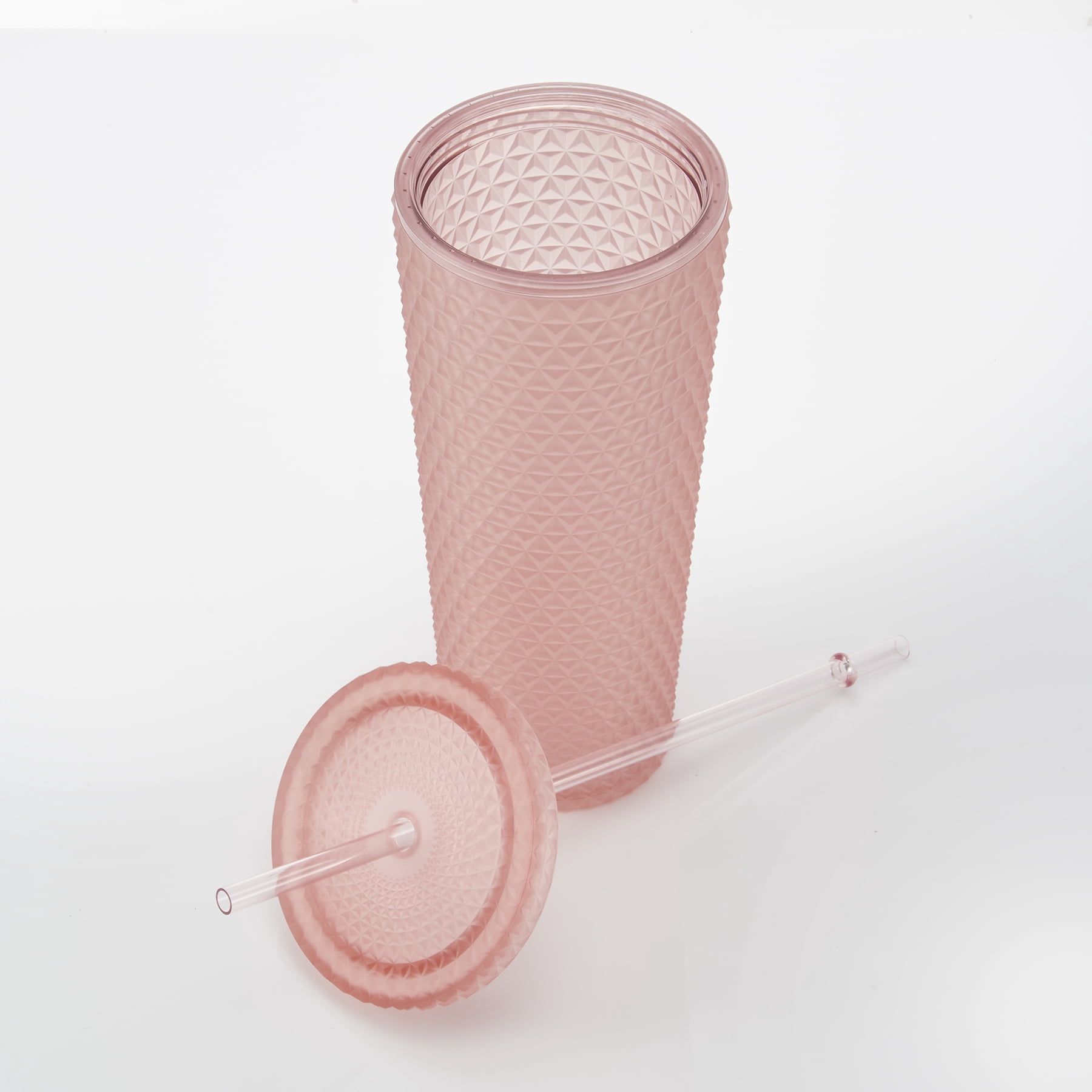Mainstays 4pk 26oz DW AS Plastic Tinted Matte Textured Tumbler, Pink