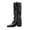 Black, variant on Women's Western Boots, Retro Fold-over Lock Style with Studs, Leather Pointed Toe Low Heel Walking Boots Brown 6(37)