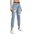 thumbnail image 4 of Women's Ripped Boyfriend Jeans Distressed Denim Ankle Length Jeans, 4 of 6