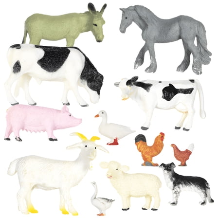 BESTSKY 12 Pack Farm Animals Figures,Realistic Simulation Plastic Farm Figurines Animal Toys Learning Educational Playset