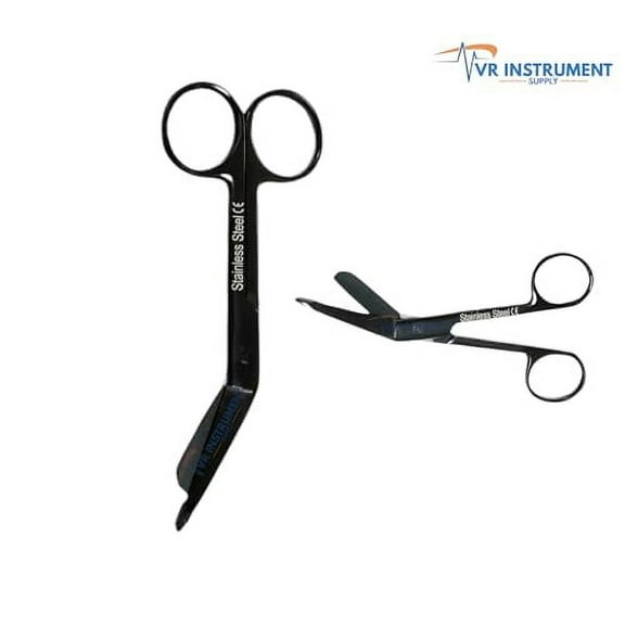 VR Instrument Supply Lister Bandage Scissors  4.5 -Inch Stainless Steel Shears Cut Through Bandages, Dressing, Tape, Gauze, Clothing  color All Black