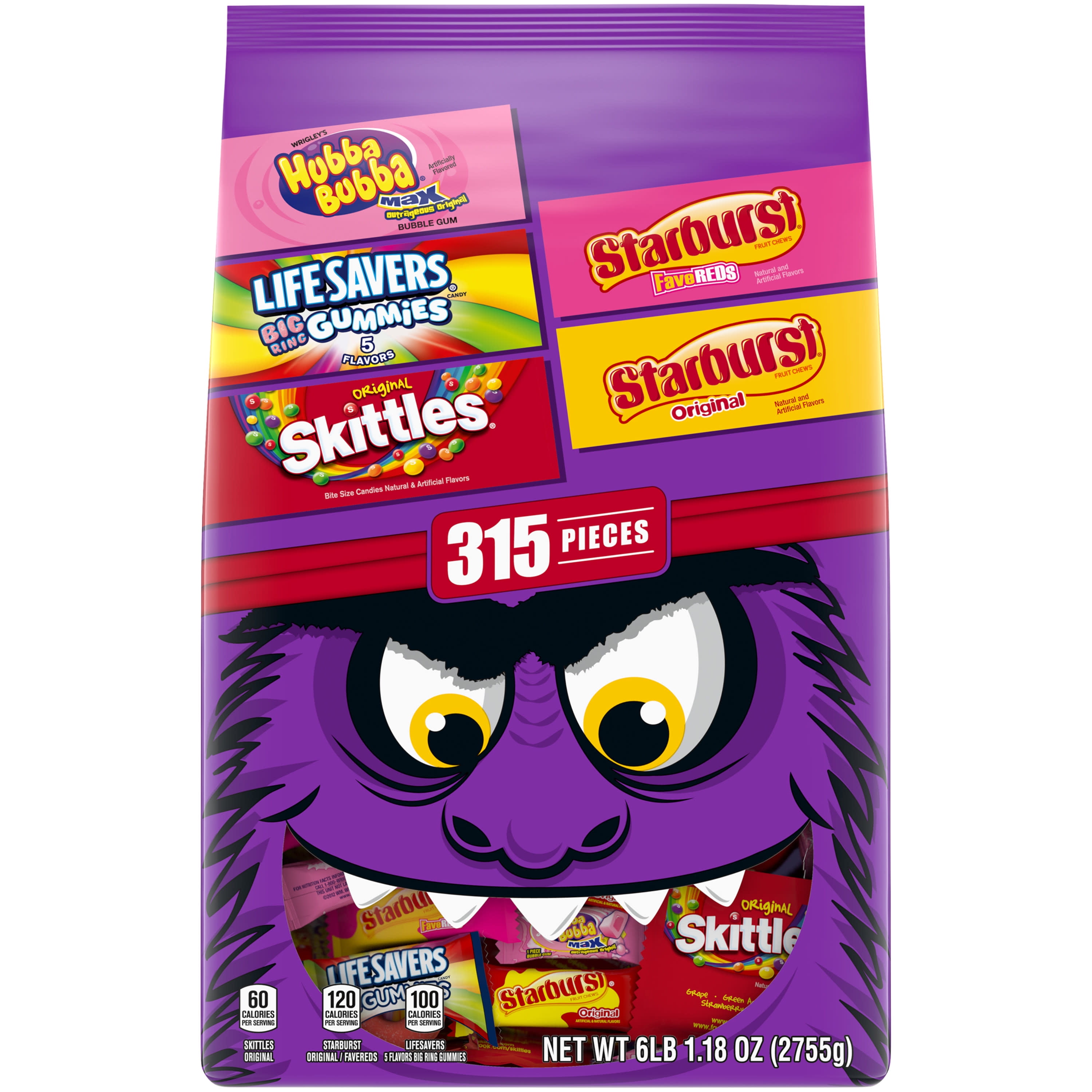 Skittles, Starburst, Life Savers, Hubba Bubba Halloween Candy - 315 ct
