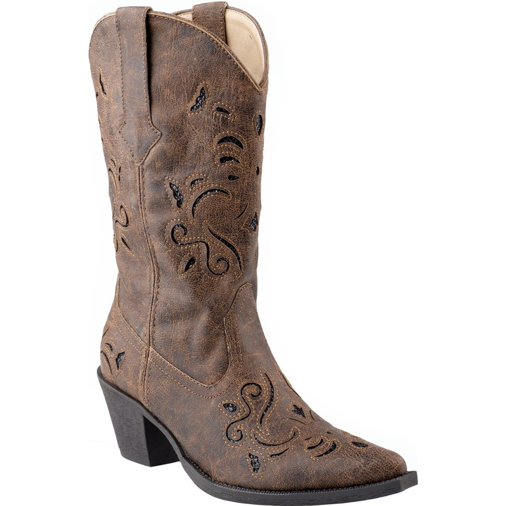 Roper - Roper Womens Chloe Snip Toe Western Cowboy Boots Mid Calf Mid ...