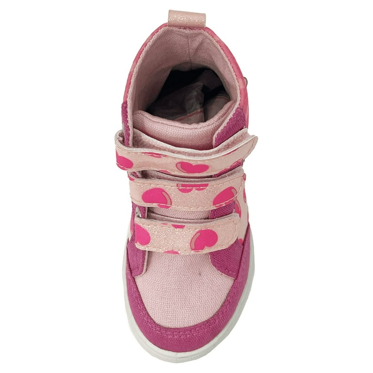 bebe Kids Girls High Top Velcro Strap Sneakers Shoes With Heart