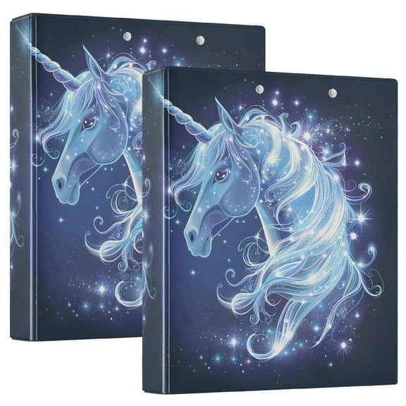 joogoo Unicorn Magic Hardcover 3 Ring Binder 1.5" Round Rings Interior Pockets Binders Organizer 2 Pack