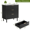 thumbnail image 2 of Negra fluted 3-cajón de anchura wood chest of cajones moderno almacenamiento con metal legs & anti-tipping device para dormitorio & sala de estar, 2 of 6