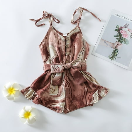 

RPVATI Baby Girls Summer Infant Toddler Rompers Strap Jumpsuit Sleeveless Cotton Floral Printed Bodysuit