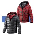 thumbnail image 3 of Gibobby Chamarras para hombre invierno chamarra de invierno para hombre, parka acolchada, carcasa impermeable extraíble, chamarra de esquí cortavientos pesada para hombre(Gris,M), 3 of 5