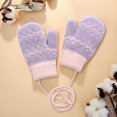 thumbnail image 2 of Krdevn Girls Snowflake Knit Mittens Anti Lost String Toddler Winter Thermal Mittens Size:2-6 Years, 2 of 3