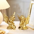 thumbnail image 3 of justharion 2pcs Cupid Angel Statue Tabletop Cherub Home Decor Garden Ornament Golden, 3 of 7