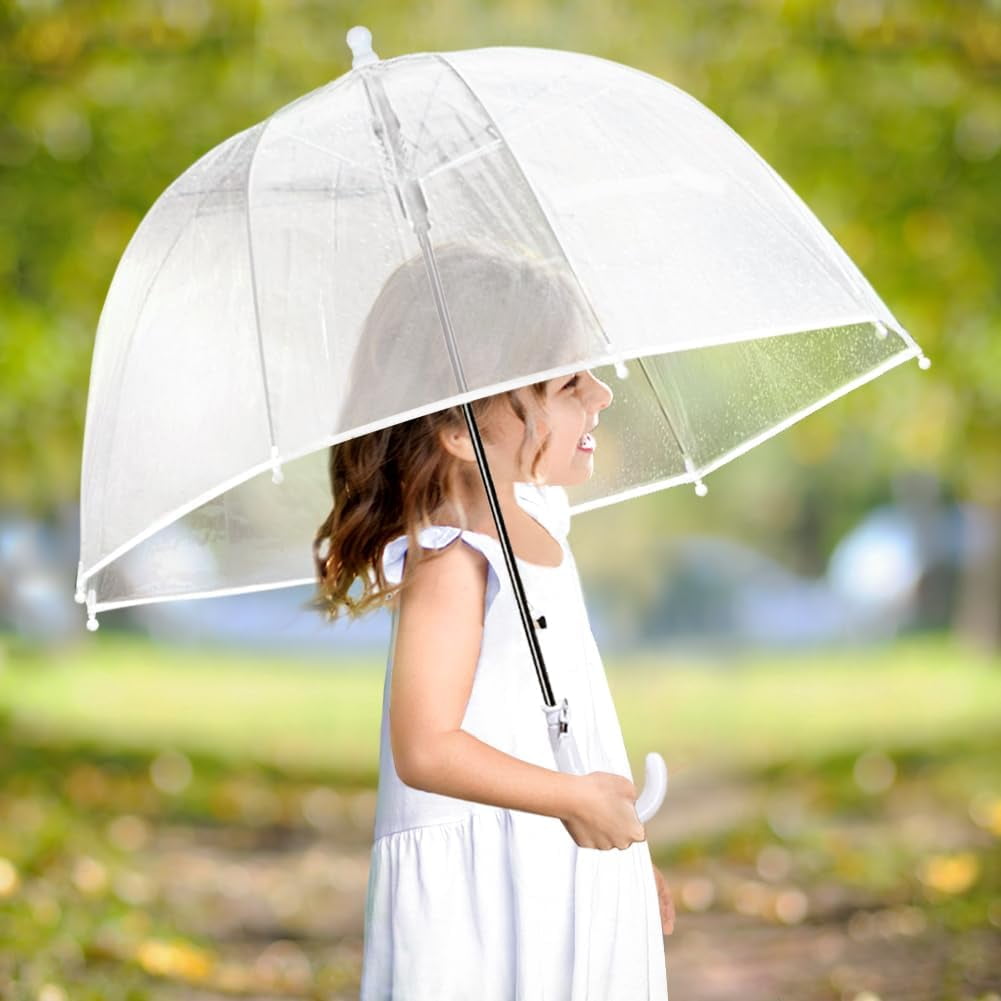 MGH Kids Clear Bubble Umbrella 2 Pack - Dome Windproof Rain Umbrellas for Boys and Girls