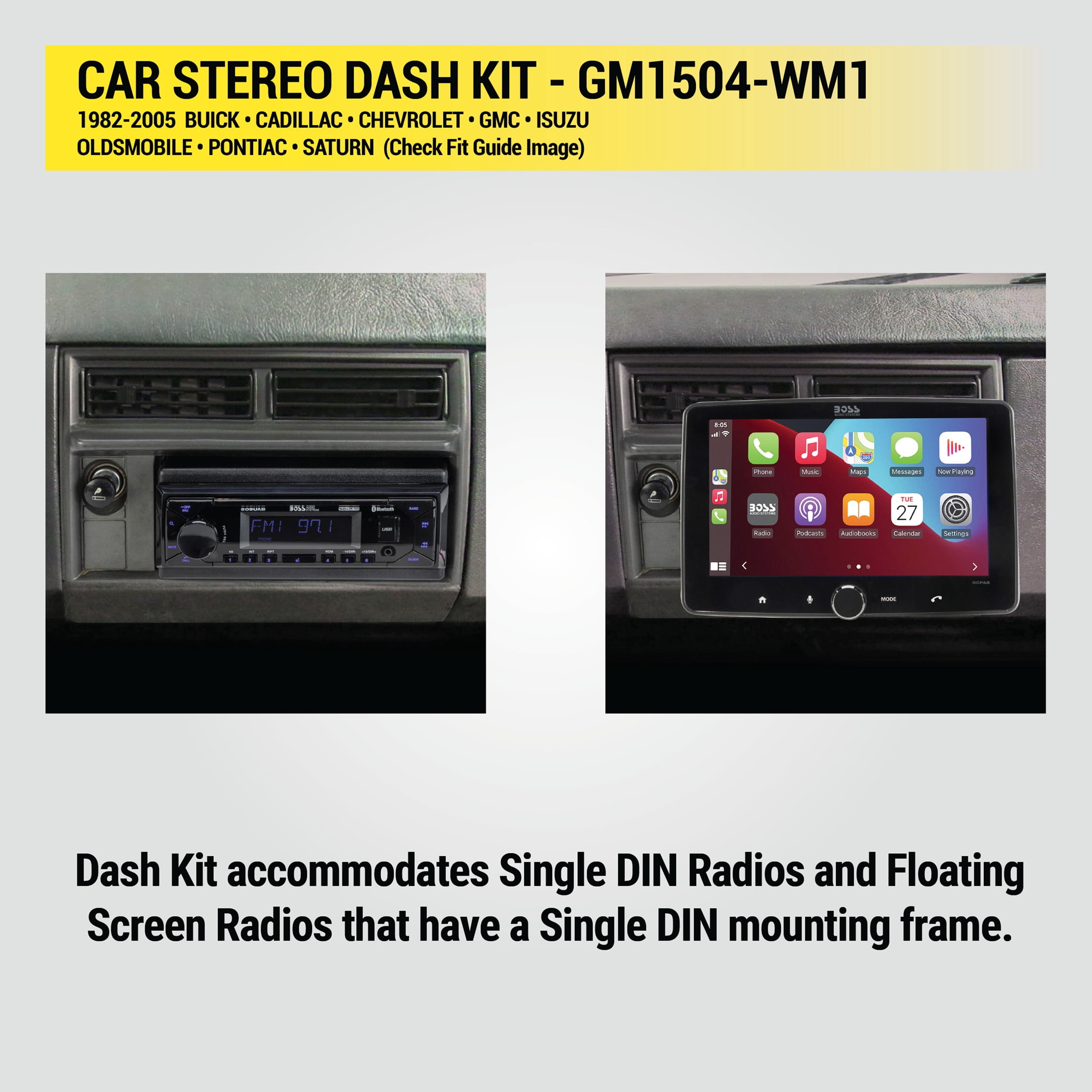 Scosche Single DIN Dash Kit Compatible with Select 1982-2005 General Motors Vehicles GM1504-WM1
