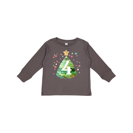 

Inktastic 4th Birthday Green Christmas Tree with Yellow Star Gift Toddler Boy or Toddler Girl Long Sleeve T-Shirt