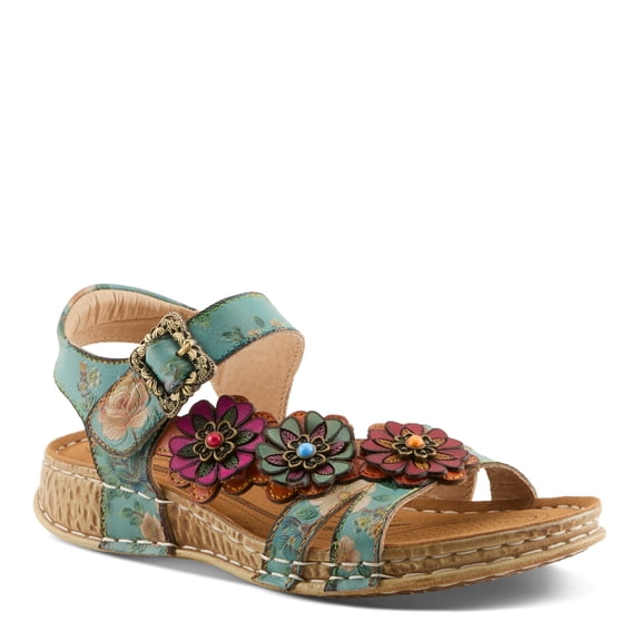 L`Artiste Offcenter Women’s Floral Sandal with Adjustable Fit & Cushioned Ease