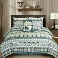thumbnail image 4 of 7-Piece California King Northwest Cabin Lodge Comforter Set - Multicolor Pine Tree Fish Deer Printed Microfiber Lightweight Soft Bedding for Year-round Use, Easy Care, 4 of 5