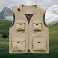 thumbnail image 2 of FRSASU Men's Casual Lightweight Outdoor Fishing Work Safari Travel Photo Cargo Vest Jacket Multi Pockets Khaki, 2 of 9