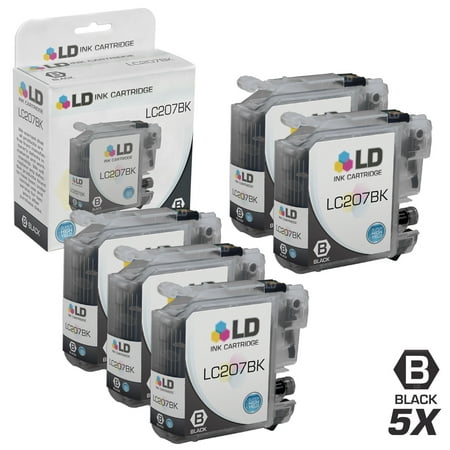 LD Compatible Replacements for LC207BK Set of 5 Extra High Yield Black Cartridges for use in MFC J4320DW, J4420DW, and J4620DW s