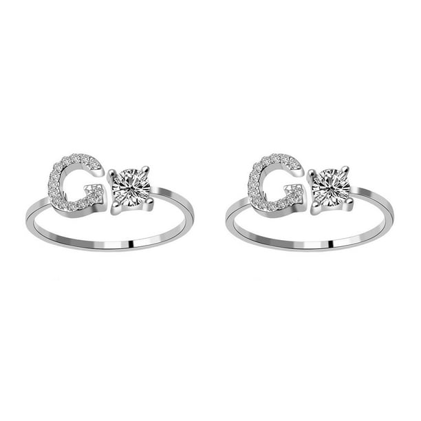 Minnieouse Anillo abierto con letras mayúsculas, anillos elegantes reutilizables para interiores y exteriores, fiesta en casa, joyería de oficina, regalo Letra G 2piezas Minnieouse CBP104047