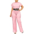 thumbnail image 1 of Birdeem Ensemble de Pantalons Longs pour Femmes Grande Taille, Manches Courtes, Col Rond, Bandage, Haut de Loisirs +, 1 of 1