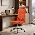 thumbnail image 3 of Lacoo Mid-Back Faux Leather Office Desk Chair Executive Conference Task Chair with Arms, Orange, 3 of 7
