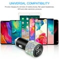 thumbnail image 6 of Otostar Dual USB Car Charger, 4.8A Output, Bling Crystal Diamond Car Decorations Accessories Fast Charging Adapter for iPhones Android iOS, Samsung Galaxy, LG, Nexus, HTC (AB) C64, 6 of 8