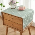 thumbnail image 1 of CUITING Simple Bedside Table Tassel Cover Cloth  Nightstand Tablecloth Cloth  Suitable for Nightstand Microwave Airflyer Dust Cover (15.7 * 35.4 inches Green), 1 of 7