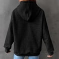 thumbnail image 5 of Zedker Hoodies forWomens Casual Long Sleeve Drawstring Waffle Pullover Tops Loose Hooded Sweatshirt with Pocket Black XXXL, 5 of 6