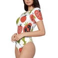 thumbnail image 2 of Daiia Tomatoes print Women's Crew Neck Short Sleeve Bodysuit Fashion Tops Fit Casual Basic Extender Bodysuit-XX-Large, 2 of 9