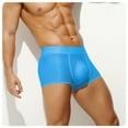 thumbnail image 4 of successthop Mens Underwear Silk Boxer Briefs Cool Mesh Trendy Sport Lightweight Breathable Solid Underpant Blue S, 4 of 5