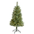 thumbnail image 3 of Nearly Natural 4' Green Slim Snow Tip Pine Artificial Christmas Tree with 100 Clear LED Lights, 3 of 8
