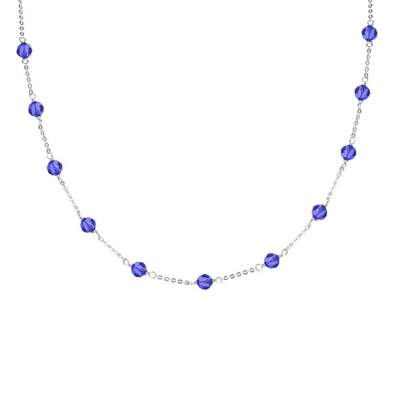 V3 Jewelry® Sterling Silver with Natural Blue Tanzanite Station Necklace for Women