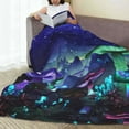 thumbnail image 4 of SPXUBZ Mushroom Blanket Galaxy Space Fantasy Plant Print Throw Black Blanket Lightweight Warm for Sofa Chair Bed Office 50"x60", 4 of 7