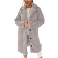 thumbnail image 3 of Gytharion Women's Winter Coat Soft Comfy Sherpa Fleece Jacket Trendy Solid Long Sleeve Lapel Plush Warm Coat Lightweight Casual Button Down Long Fuzzy Outerwear, 3 of 7