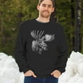 thumbnail image 4 of Majestic Moose Portrait Sweatshirt Wildlife Nature Northwoods Alaskan Wilderness Animal Black and White Art Crewneck, 4 of 7
