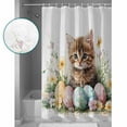thumbnail image 3 of Small Stall Shower Curtain 36x78 Inch Narrow Half Size Spring Easter Bath Curtains Bathroom Decor Funny Cute Cats Colorful Eggs Wildflowers Waterproof Fabric Shower Curtain Set with Hooks 36 Inch, 3 of 6