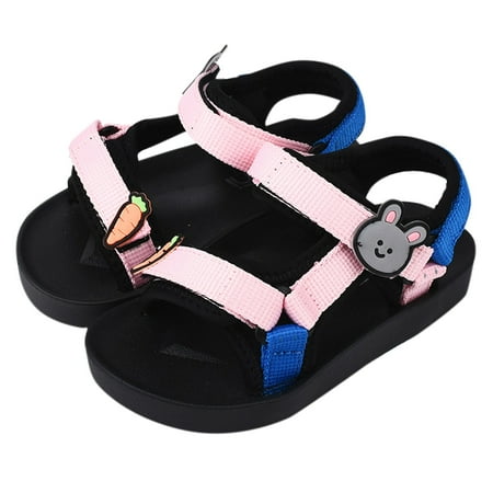 

nsendm Children Fat Sandals Fashion Cartoon Children Korean Version Ribbon Beach Sandals For Boys Toddler Running Shoes Size 8 Pink 10.5 Years