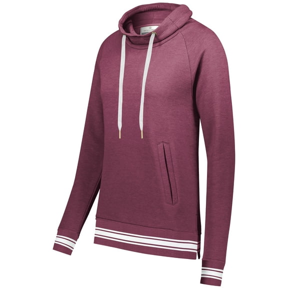 Holloway Sportswear L Womens All-American Funnel Neck Pullover Maroon Heather/White 229763