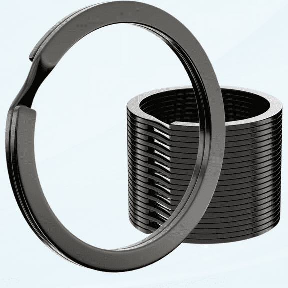 12pcs Metal Flat Key Rings, 1 inch Thick Round Split Keyring for Car Office Home DIY Keychains (Gunmetal)