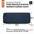 thumbnail image 4 of Classic Accessories Montlake FadeSafe Water-Resistant Patio Bench/Settee Quilted Cushion Cover, 54 x 18 x 3 inch, Navy, 4 of 14