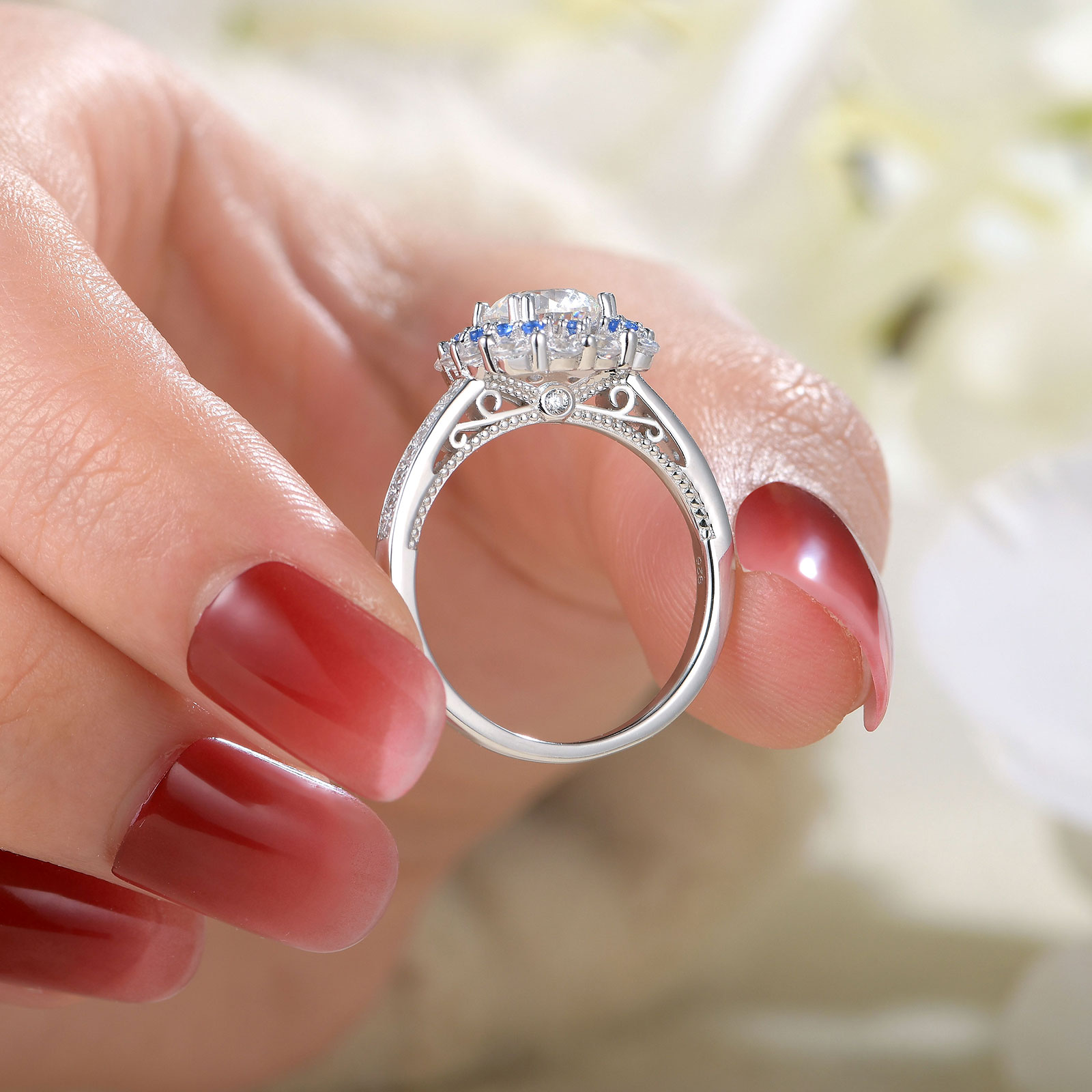 Ring Enhancer Guard Newshe Ring Enhancer For Engagement Rings Twisting Infinity Band With Blue Sapphire
