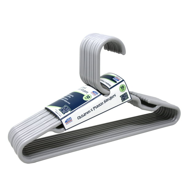 Your Zone Children's Clothing Hangers, 10 Pack, Grey, Sizes Up to 8