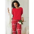 thumbnail image 4 of Ekouaer 2 Pack Womens Pajamas Set Long Sleeve Sleepwear Top and Jogger Pants Lounge Sets Cozy Pjs Loungewear, 4 of 5
