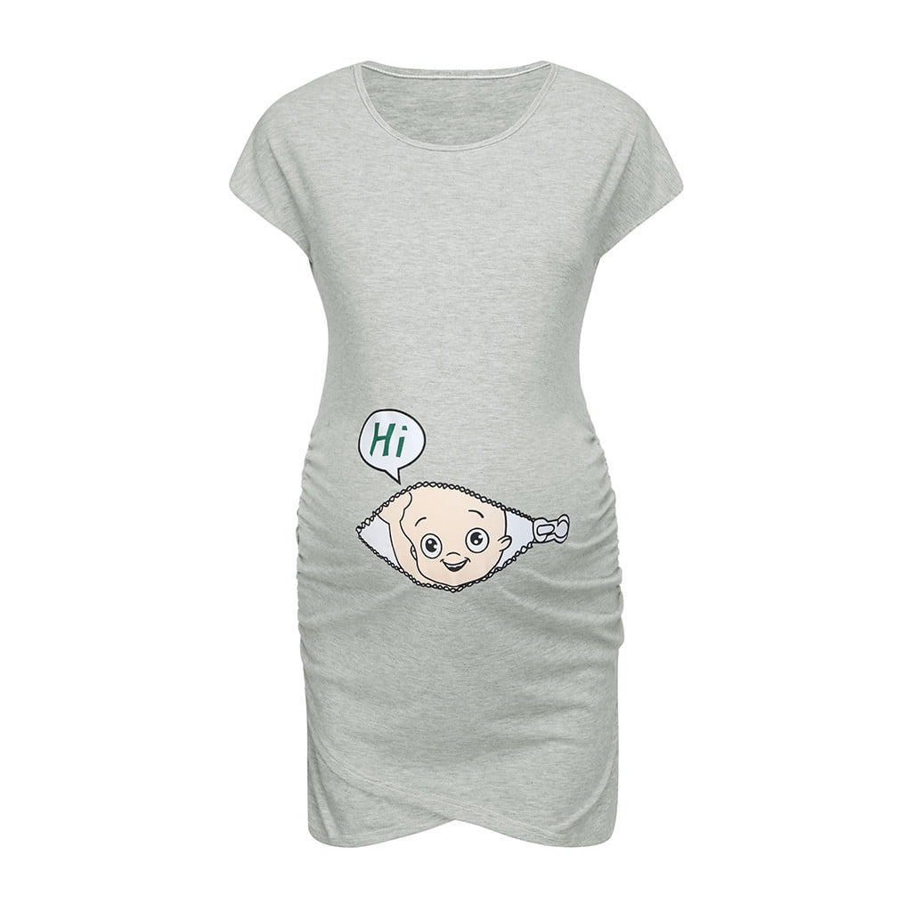 Mnyycxen Womens Maternity Sleeveless Dresses Pregnant Cute Print Funny Shirt Dress Mama Baby Shower Pregnancy Dress