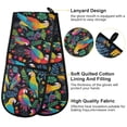 thumbnail image 4 of Dailycode Double Sided Oven Mitt with Loop Heat Resistant Kitchen Long Potholders 7" x 35" Colorful Parrot Bird and Leaf, 4 of 6