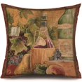 thumbnail image 1 of Housse de Coussin Carrée en Lin Imprimé Rétro pour Canapé Sofa Chambre, 1 of 5