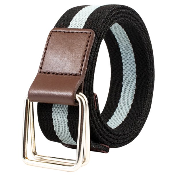 Worallymy Cinturón de lona tejido con 2 hebillas en la cintura cintura retro informal para mujeres hombres estudiantes negro y blanco Worallymy JD735803551