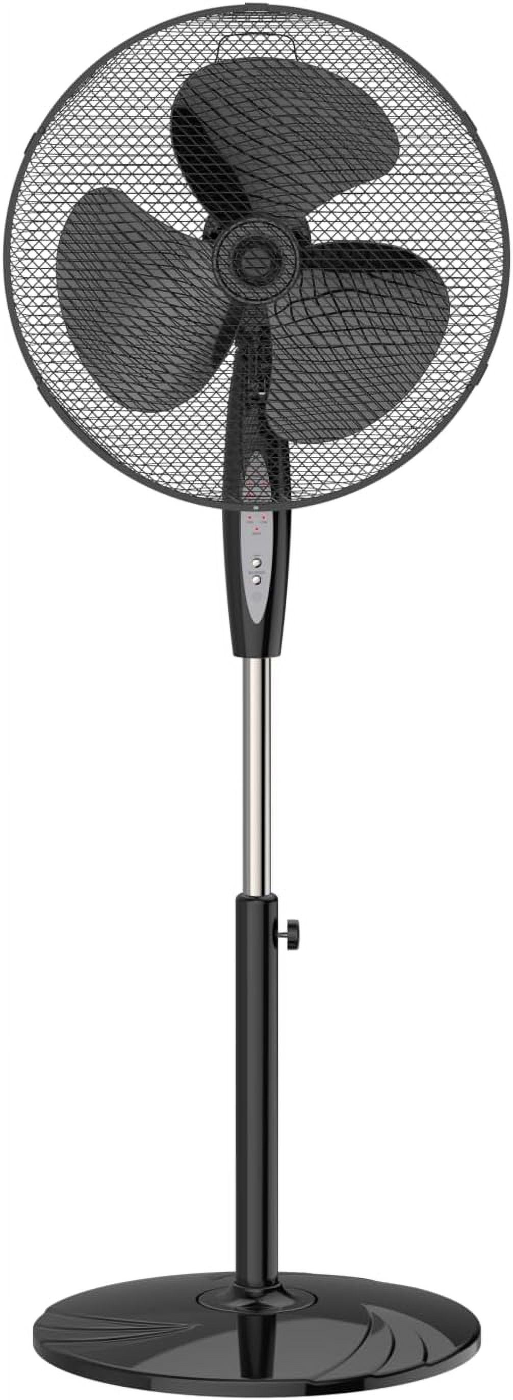 KME Dailytrade Pedestal Fan, 16-inch, 3-Speed, Oscillating, Remote, Black