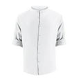 thumbnail image 3 of FRSASU Men's Cotton Linen 2 Piece Outfits Cuban Short Sleeve Button Down Shirts and Shorts Summer Beach Vacation Sets for Men White, 3 of 8