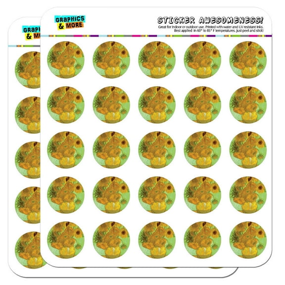 Still Life Vase with Twelve Sunflowers Vincent Van Gogh 1" Scrapbooking Crafting Stickers